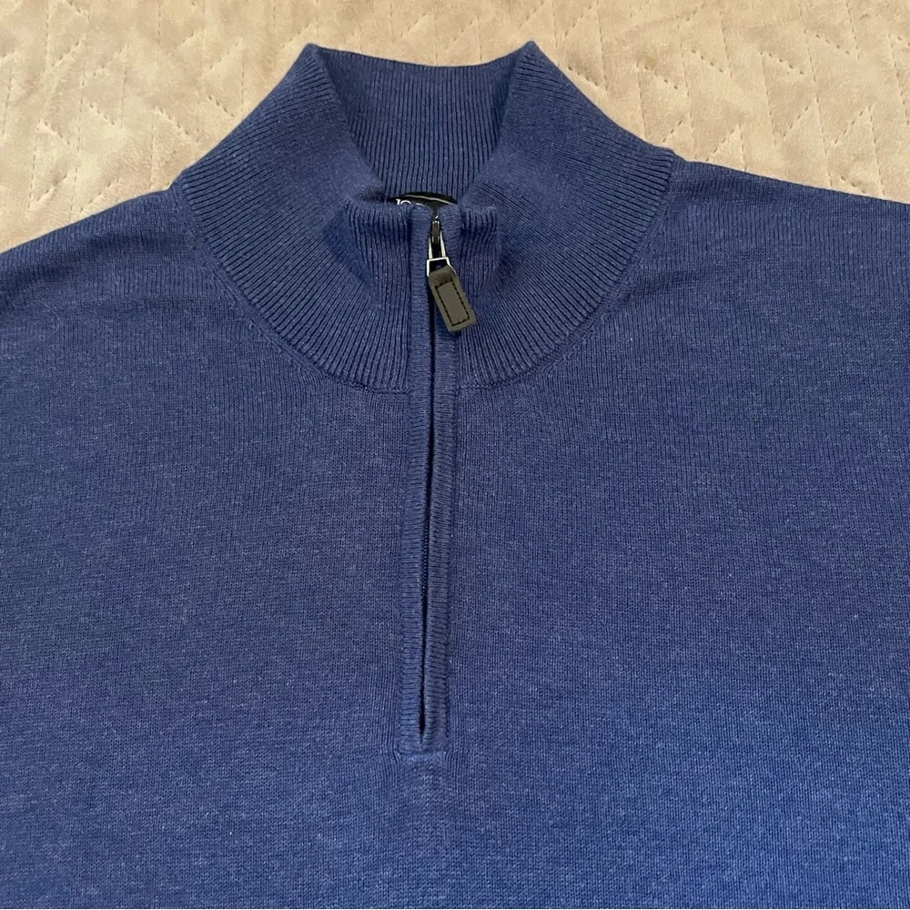 Jos A Banks Traveler 1/4 zip pima cotton‎ sweater mens XL NWT blue